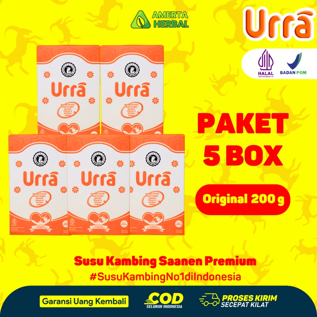 [PAKET 5 BOX] Susu Urra - Kambing Saanen Premium, Tinggi Protein & Kalsium - 200g Halal BPOM