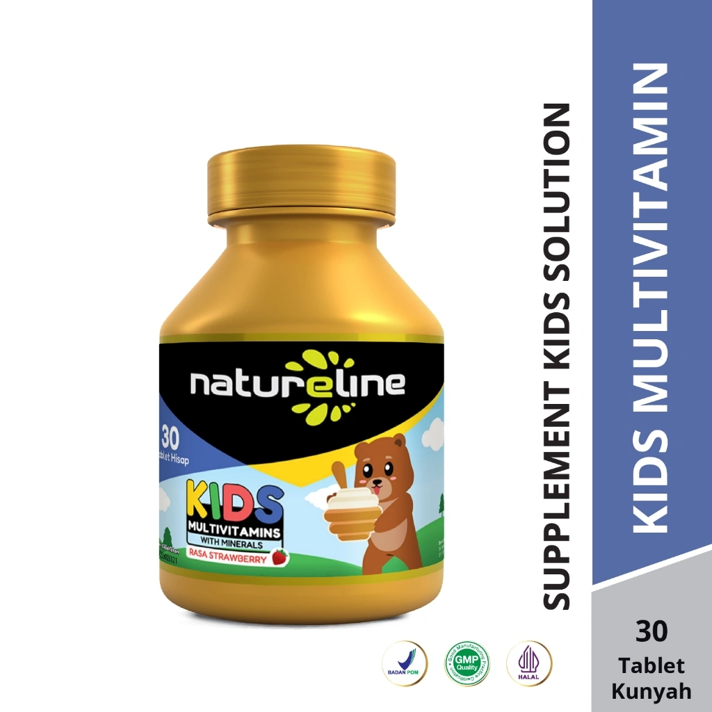 NATURELINE KIDS MULTIVITAMIN WITH MINERAL RASA STRAWBERY ISI 30