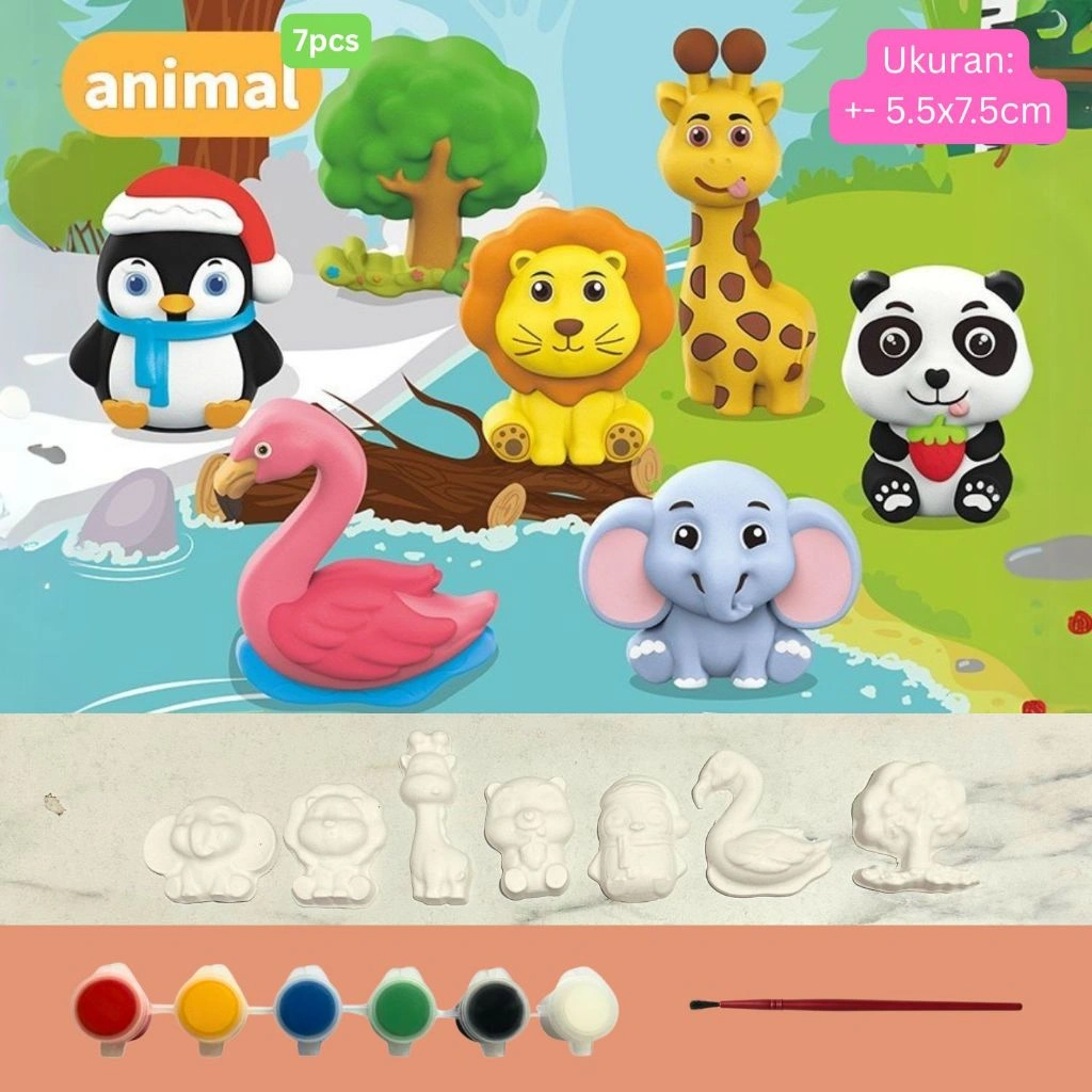 DIY 3D Gypsum Kit – Mewarnai Patung Gips Kreatif + Kuas  dan Cat warna  | EDUFUNTOYS