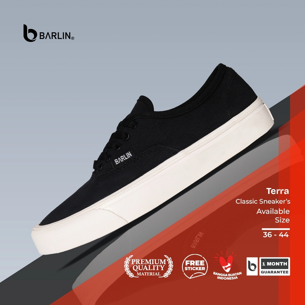 BARLIN - Sepatu Sneakers Casual Pria Wanita - Terra Mono Black