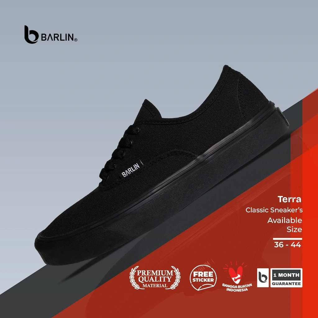 BARLIN - Sepatu Sneakers Casual Pria Wanita - Terra All Black