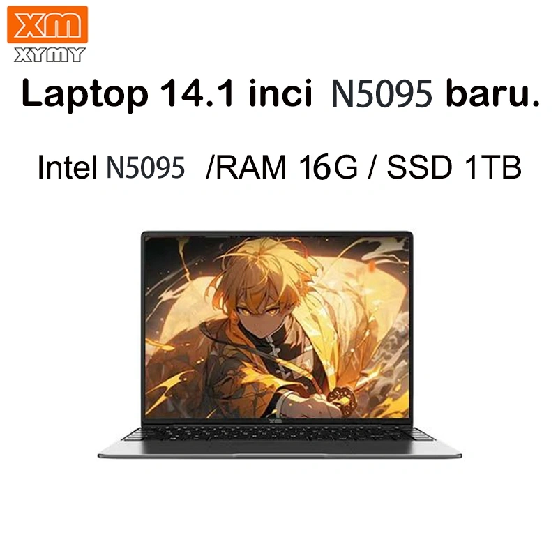 XM XYMY 2024 - Ultrabook laptop ultra tipis dengan prosesor Intel quad-core terbaru | Layar HD 15.6 inci | RAM DDR4 16GB + SSD 256GB/512GB/1TB M.2 cepat | Terpasang Windows 11 dan Office | Garansi 1 tahun | Bonus mouse nirkabel dan tas laptop