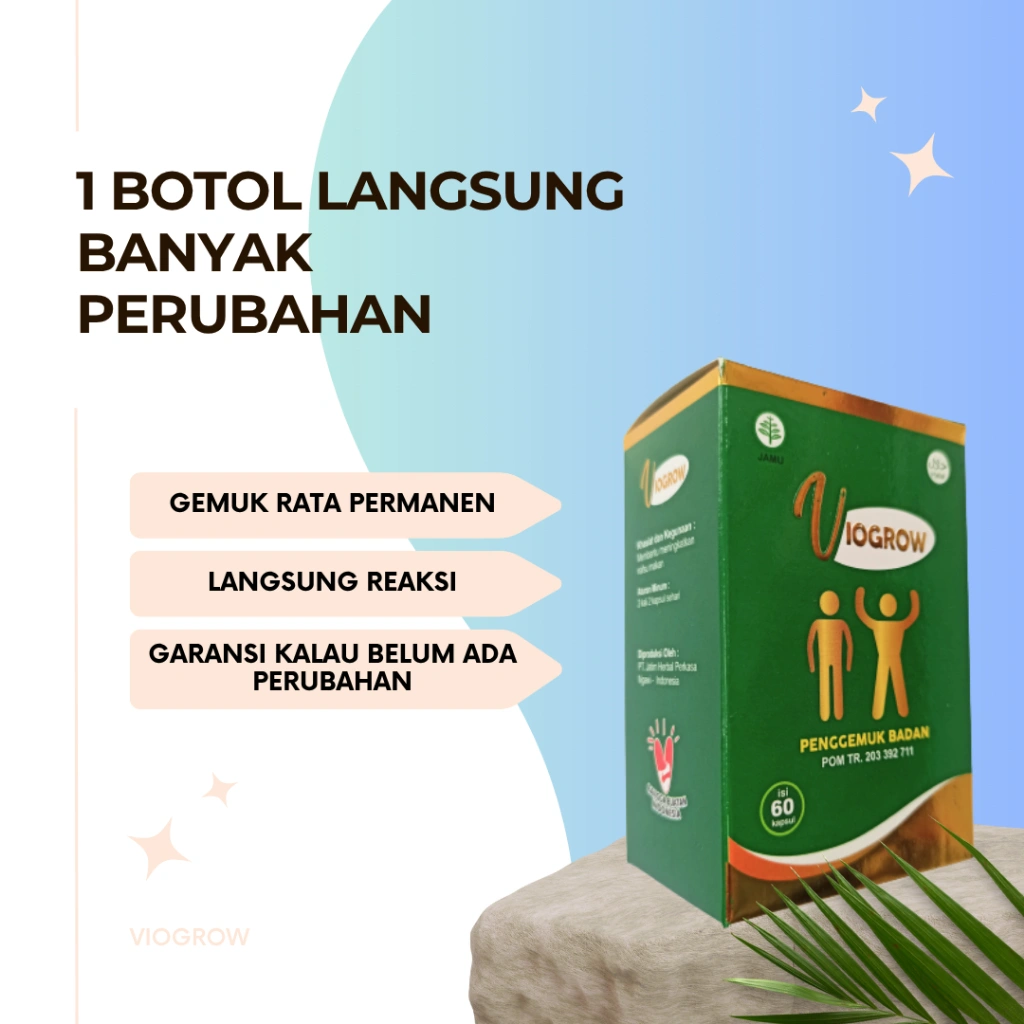 Dijamin Original Viogrow Obat gemuk Permanen Penggemuk badan herbal alami serta penambah nafsu makan Berat badan bikin cepat gemuk Penambah nafsu makan anak dan dewasa pria dan wanita ubat gemuk permanen Bpom gemuk farmasi Multivitamin Herbal Suplemen