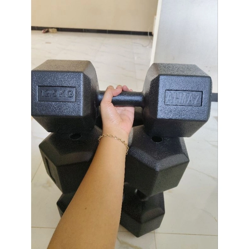 Barbel/dumbbell 12,5 HEXAGONAL (2 PCS) KOSONGAN TANPA ISI free tutup
