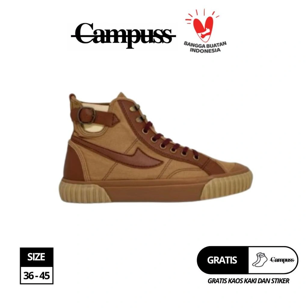 Campuss Oldest - High Ultra Brown sepatu sneakers pria wanita unik canvas kombinasi streetwear bold look full color retro anak muda casual nyaman hangout kuliah nongkrong santai kekinian casual stylish dan daily outfit fleksibel hype comfy [Original]