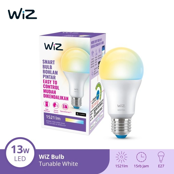 WiZ Lampu Smart LED 13W WiFi Smart Bulb TW Putih - Lampu Tidur Anak
