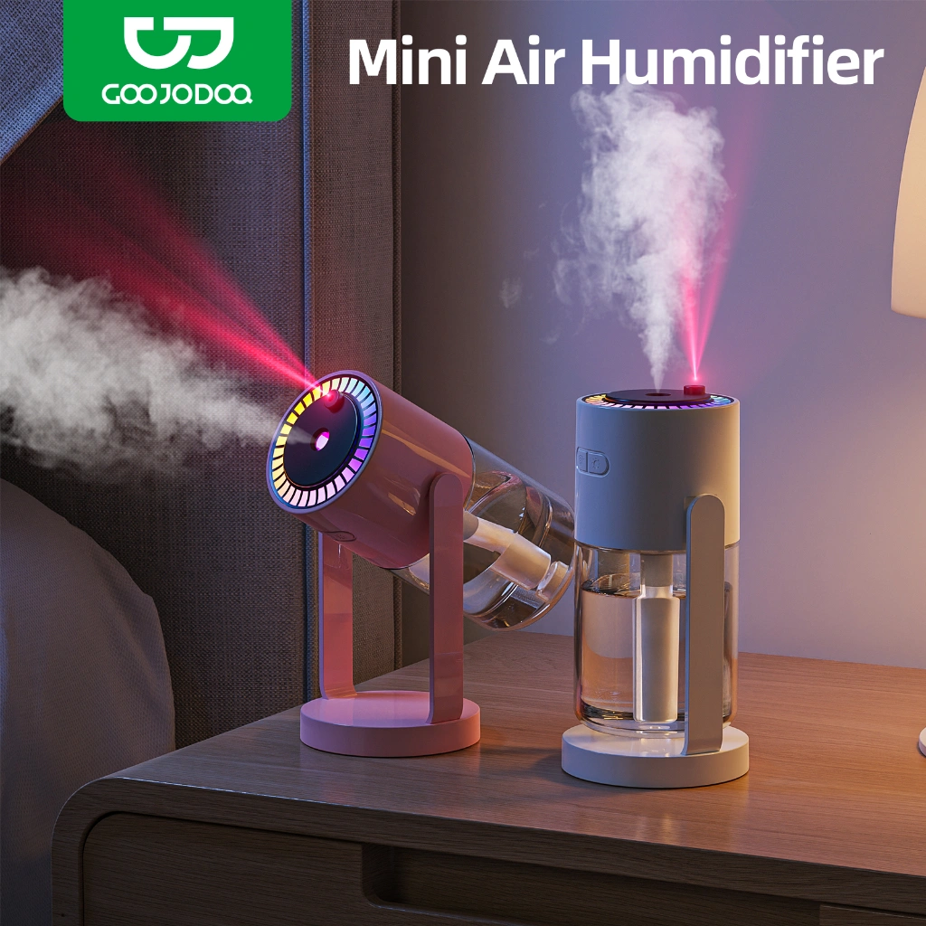 GOOJODOQ Mini Air Humidifier Ultrasonic Diffuser Purifier Pelembab Aromatherapy Sinar UV Pembasmi Bakteri