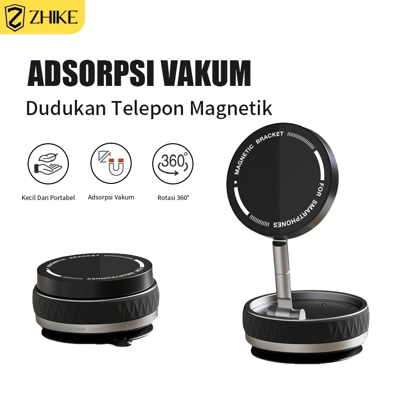 ZHIKE Magnet Car Holder Adsorpsi Vakum 360° Rotation Magsafe Car Phone Holder Dapat Dilipat Universal Holder Hp Mobil Magnetic Bekerja Dengan Semua Ponsel