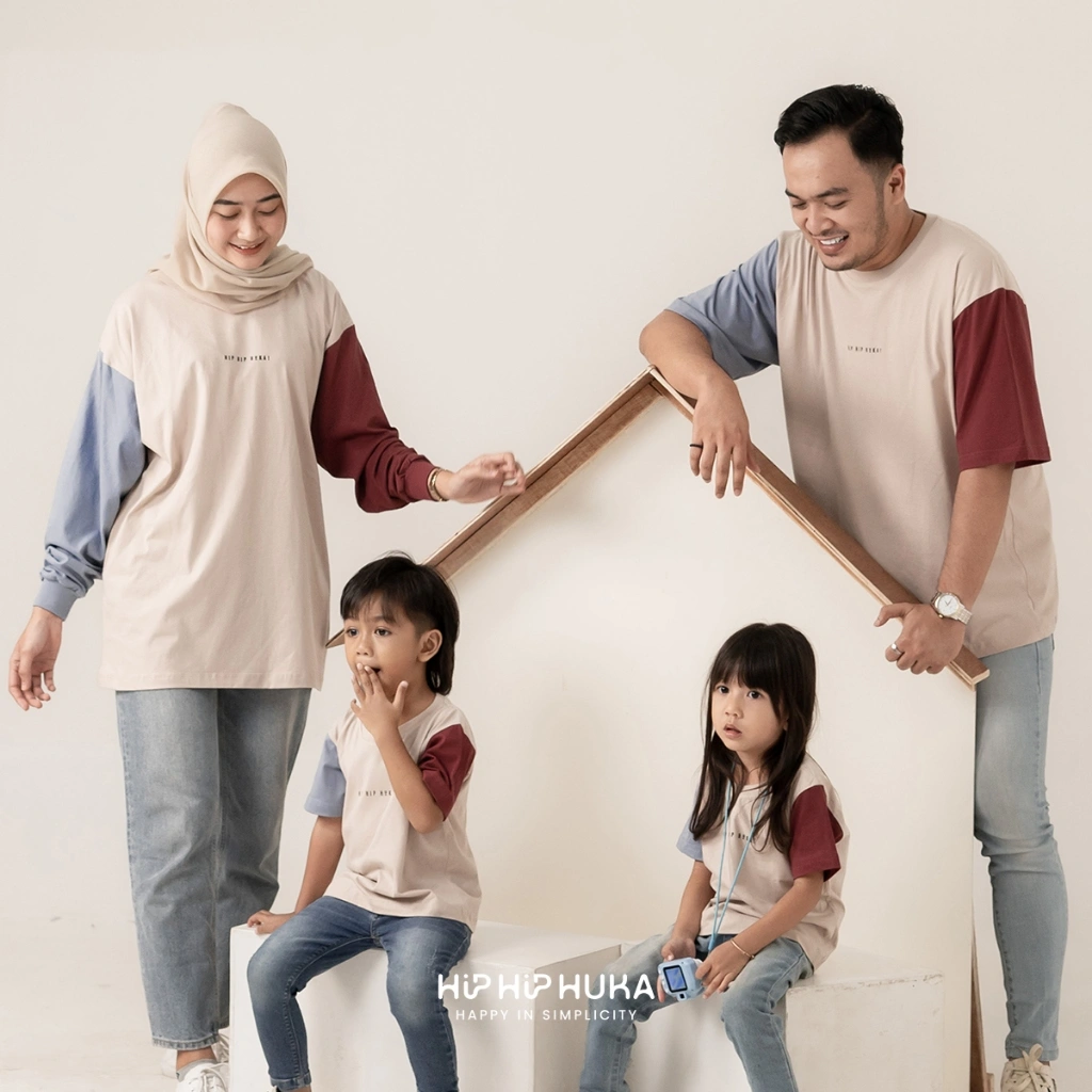HipHipHuka - Baju Kaos Couple Keluarga Ayah Ibu Anak Family Set Busui Friendly Senada Langit