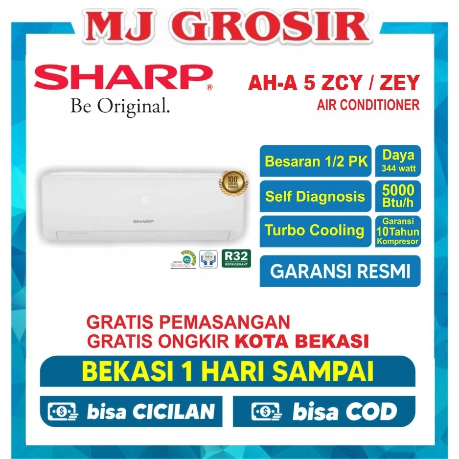 AC SHARP AH-A 05 ZEY 0.5 PK 1/2PK + PASANG R32 LOW WATT CPY