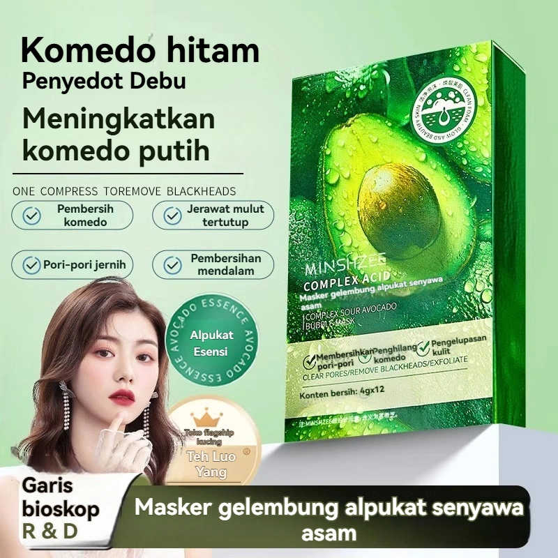 Masker Pembersih Gelembung Alpukat Pembersih Komedo: Penghilang Komedo, Pembersih Pori-pori, Pemutih, Pelembab & Pencerah