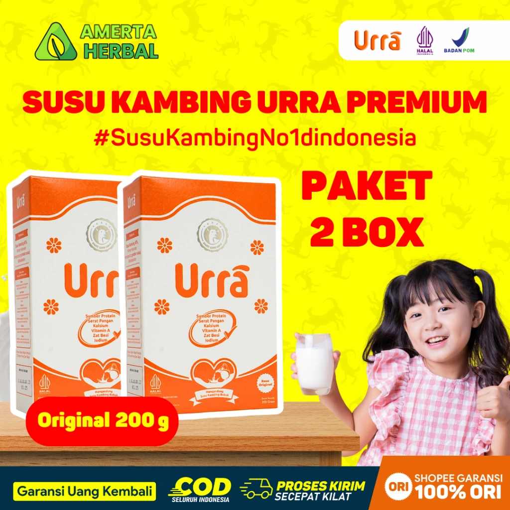 [ PAKET 2 BOX ] SUSU URRA 200ml Susu Kambing Saanen Untuk Penambah Berat Badan dan Tinggi Badan Anak