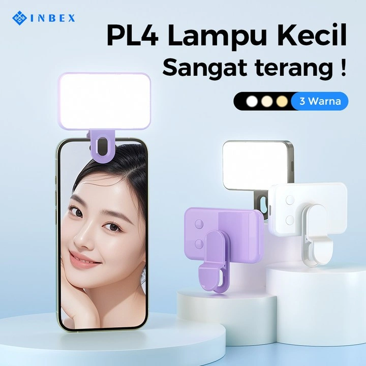 [k] INBEX PL4 Mini Portable LED Light untuk Selfie, Live Streaming, dan Fotografi USB Light Lampu Saku untuk Kecantikan dan Penggunaan di Luar Ruangan
