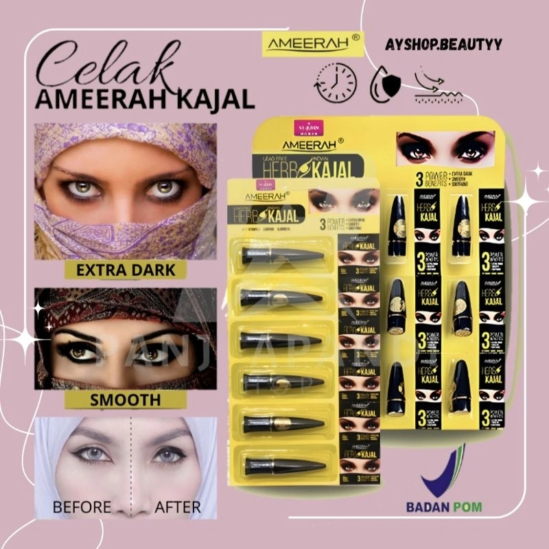 Celak Mata Arab Ameerah Kajal With Herbal Mint Extra Vit E BPOM