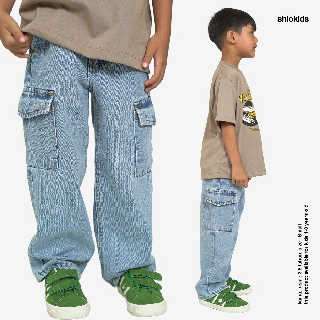 SHLO KIDS Celana panjang Anak - Cargo Long Pants - Jeans Denim 10oz