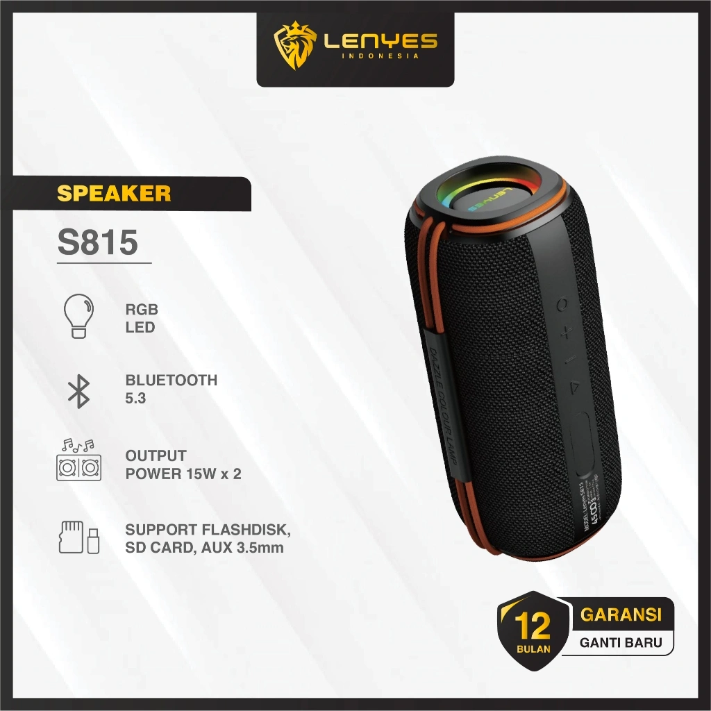 LENYES S815 30W Wireless Speaker Bluetooth 5.3 Portable Hifi Stereo Bass RGB Light Waterproof IPX6 TWS