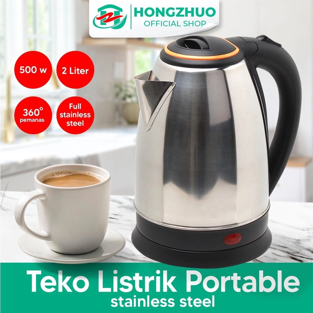 Hongzhuo Teko Listrik 2 Liter Full Stainless Steel Pemanas Air Electric Kettle Ketel Besar Otomatis