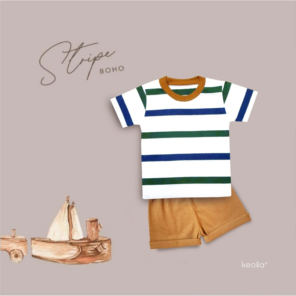 CB - KEOLA Setelan Oblong Stripes  Boho / Setelan Anak Kasual Premium