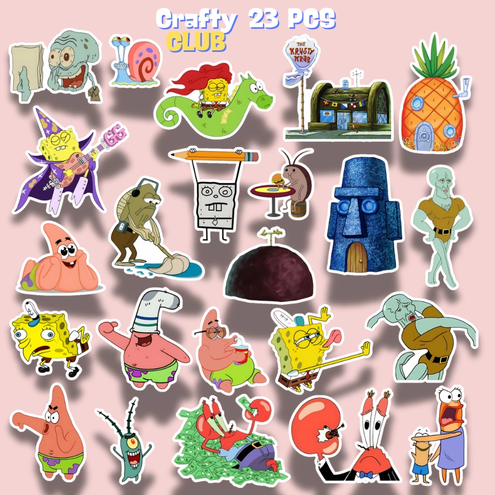 Spongebob Stiker Aesthethic Vinyl 23 Pcs Waterproof. Cocok untuk helm, tumblr dan journaling
