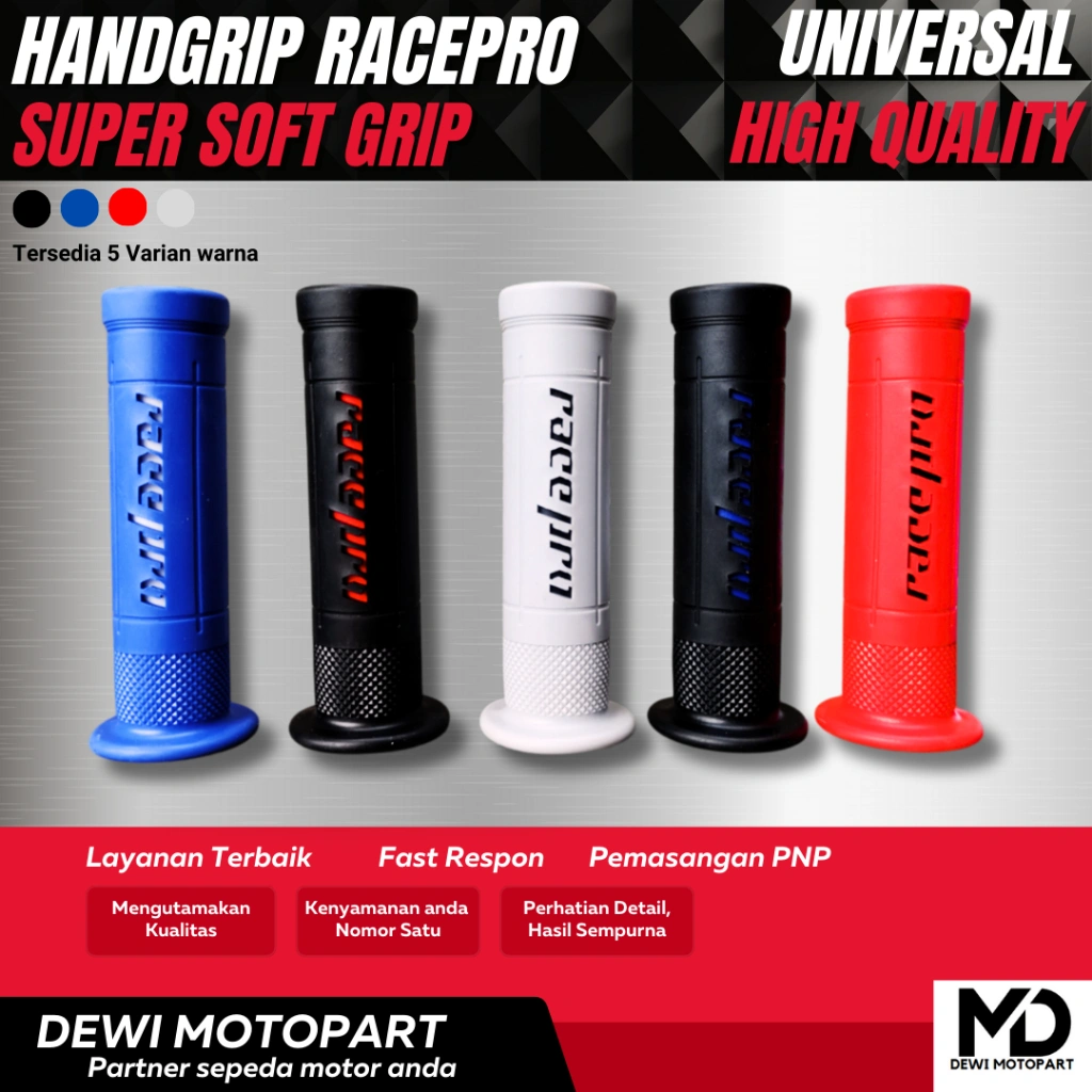 HANDGRIP RACERPRO UNIVERSAL HITAM LIST MERAH HITAM LIST BIRU BIRU LIST PUTIH DEWI