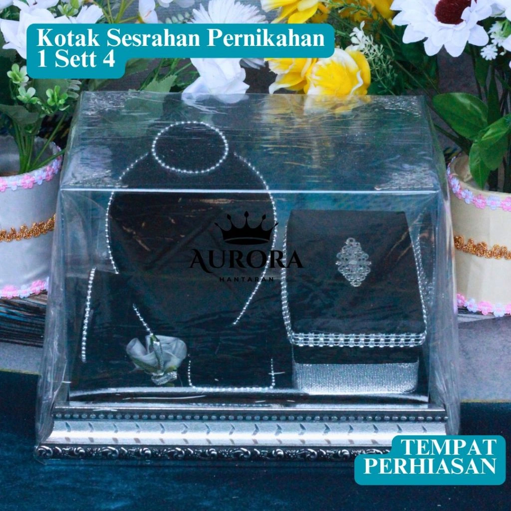 tempat kotak perhiasan seserahan Pernikahan kalung gelang dan cincin mahar estetik elegant minimalis