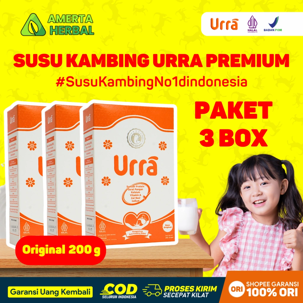 [PAKET 3 BOX] Susu Urra - Terapi Sendi, Tulang, Asam Urat & Pernafasan - Saanen 200g Halal BPOM