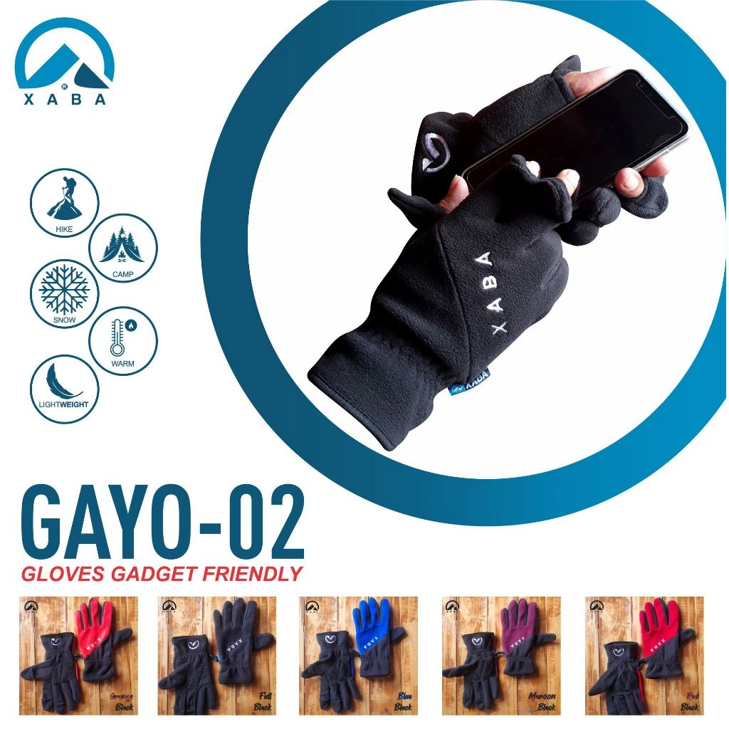 XABA Glove Gayo-02 (Sarung Tangan Polar - Sarung Tangan Motor - Sarung Tangan Outdoor - Sarung Tangan Gunung