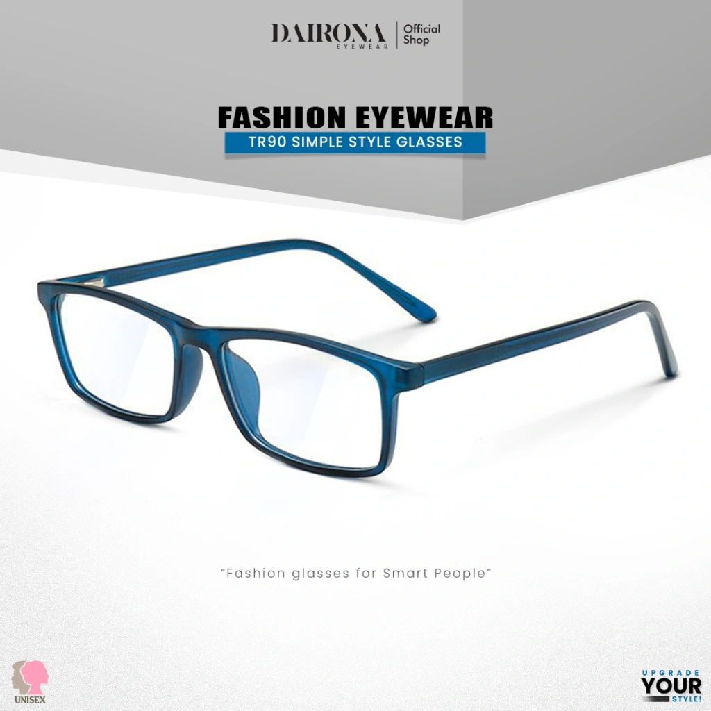 Dairona Eyewear Kacamata Photocromic Minus Anti Radiasi Blueray Bluecromic Kacamata Minus Terbaru Pria Wanita TR-90 Bentuk Kotak JF KD1320
