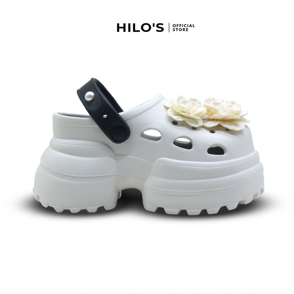 Hilo's - Sandal Baim Wedges Wanita Motif Bunga Sandal Baim Tinggi Free Jibbitz Bunga