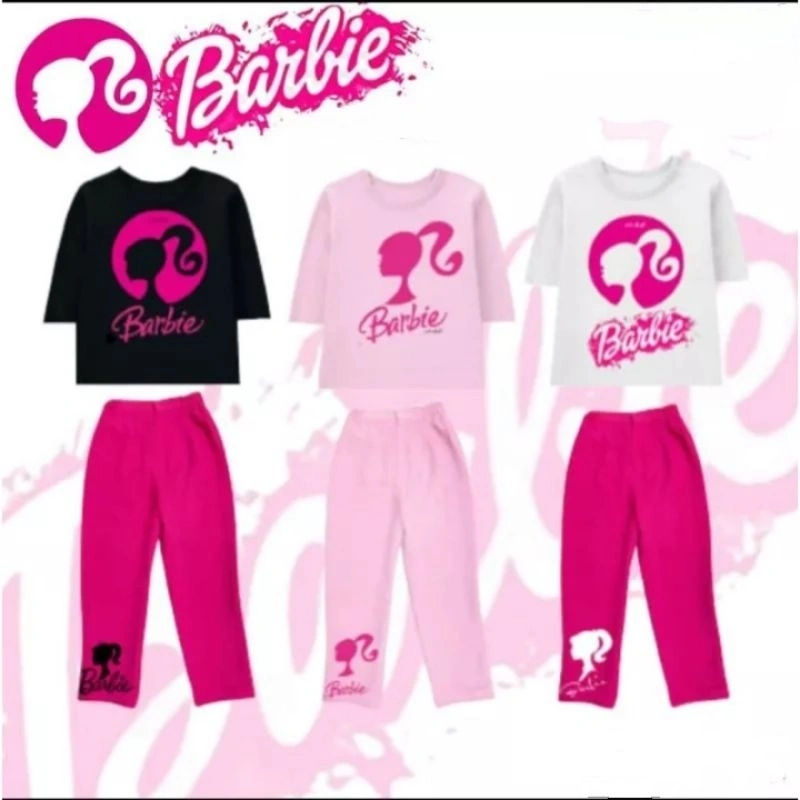 CUCI GUDANG LELANG FLASH SALE Setelan Anak Perempuan Barbie Anak 3-12tahun dan Wanita bisa couple mom & kids