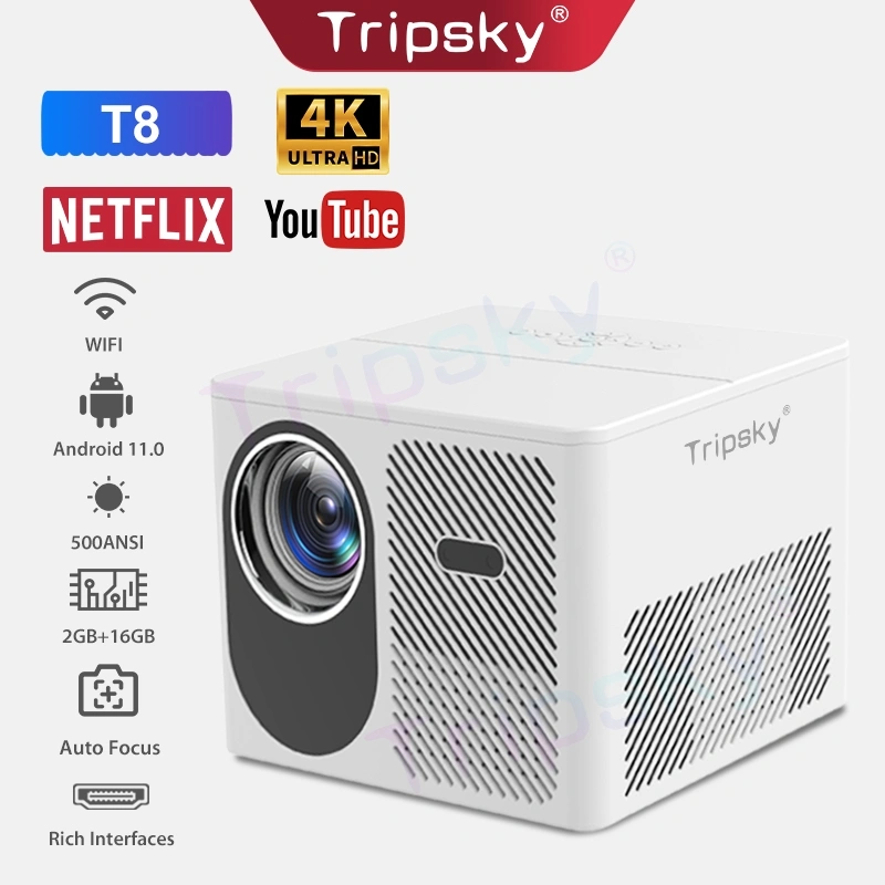Tripsky android proyektor T8 500ANSI A new life for young urbanites Connectable to computers and mobile phones Current trends