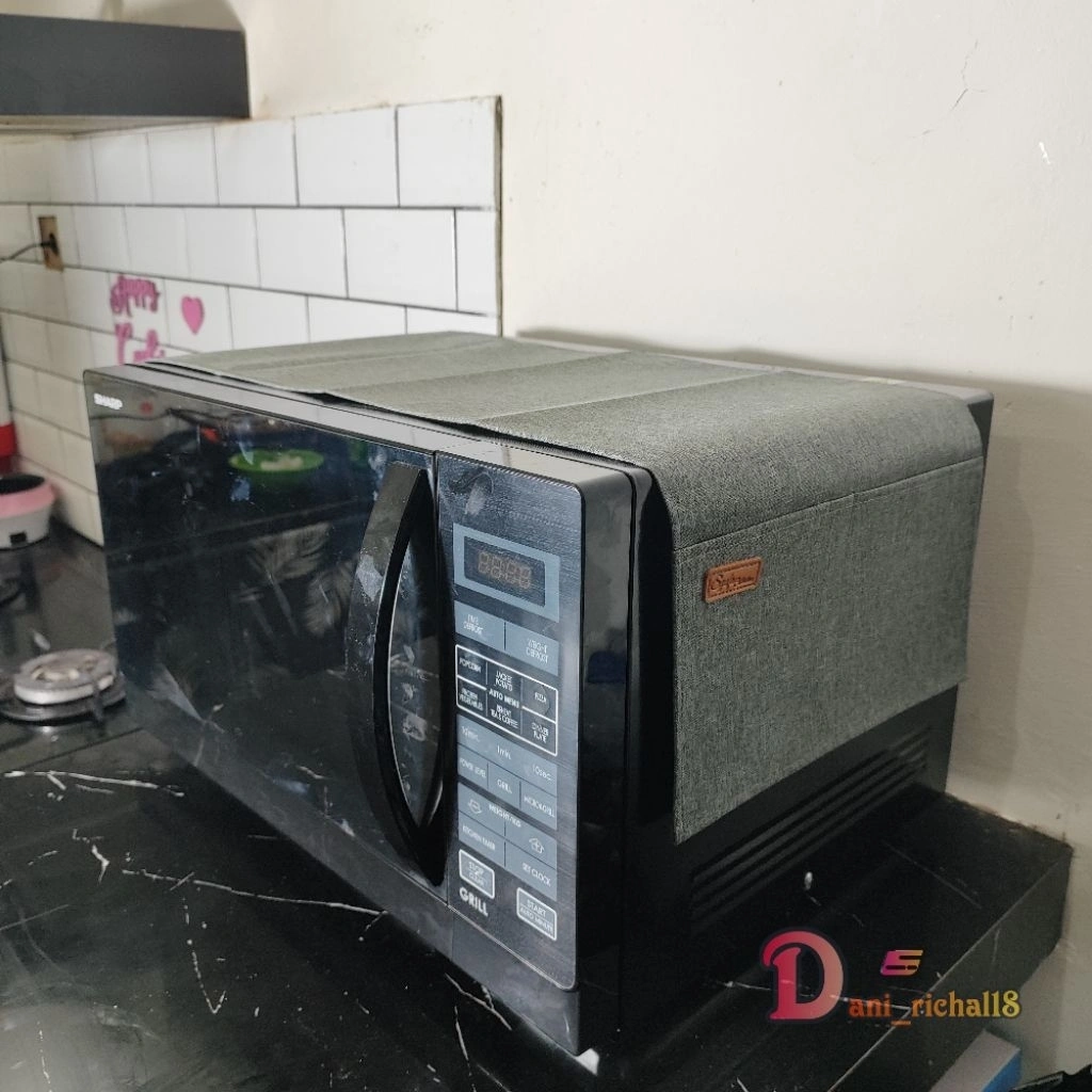 Taplak microwave denim / Cover oven eletrik / Tutup microwave / Alas microwave