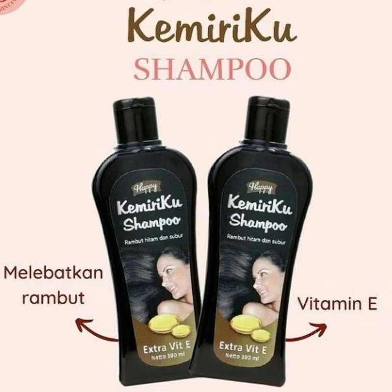 Shampo Kemiri Penghitam Rambut Uban, Rontok, Ketombe - Kemiriku Happy 100ml - BPOM Aman & Alami