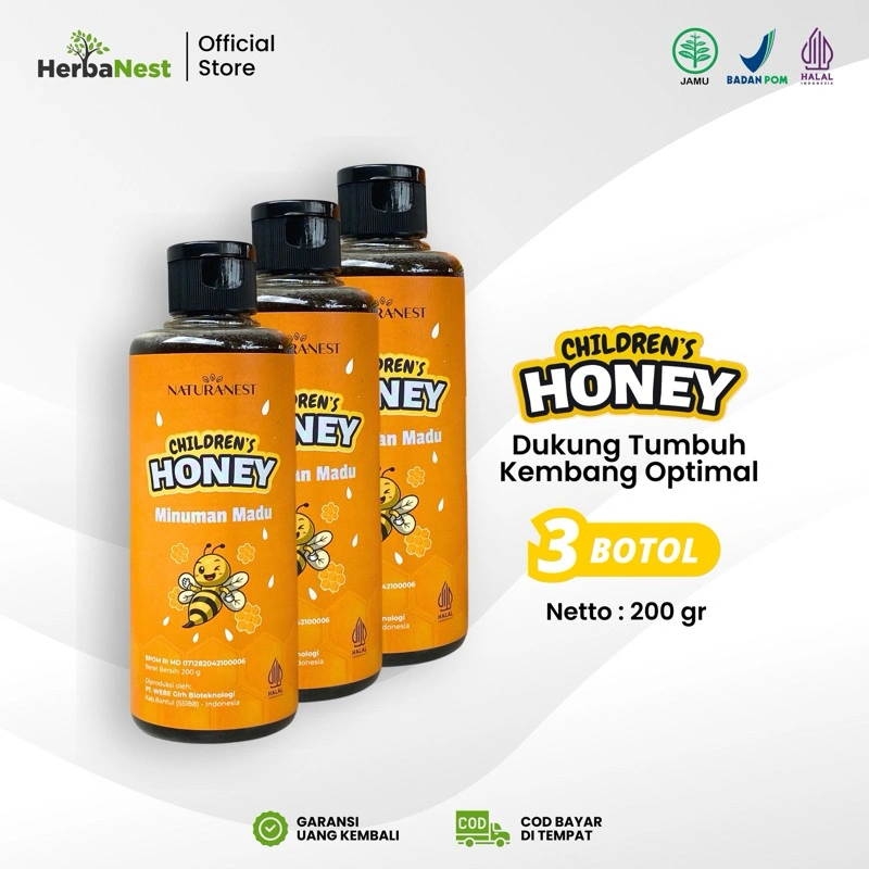 NaturaNest Children’s Honey - Madu Multivitamin Penambah Nafsu Makan Paket 3 Box