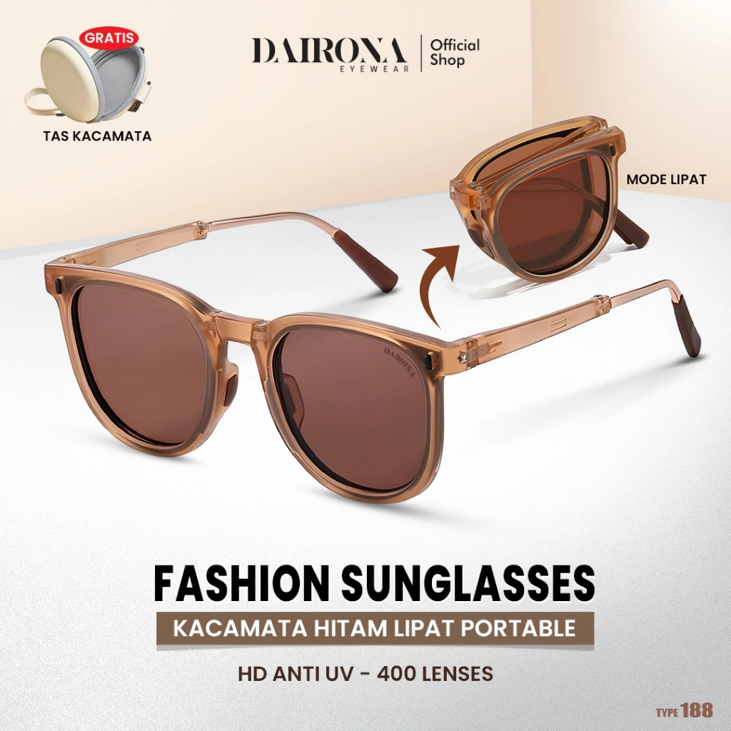 Dairona Eyewear Kacamata Lipat Sunglasses Style Korea Anti Silau Sinar Matahari UV400 Kacamata Hitam Terbaru Pria Wanita 188