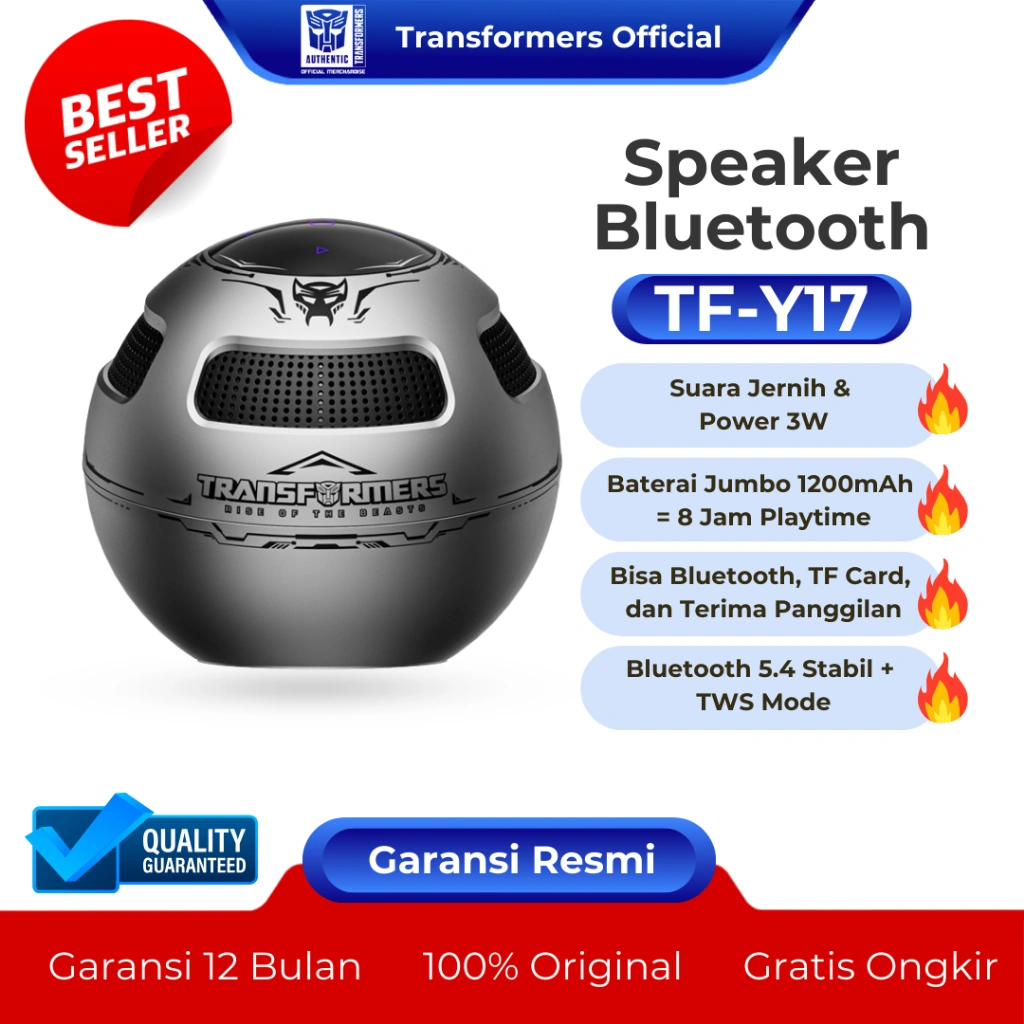 Transformers TF-Y17 Speaker Bluetooth Portable dengan Desain Futuristik