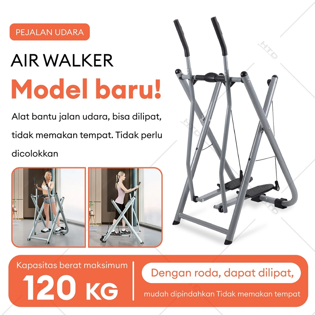 BG SPORT Air Walker Lipat Portable With LED Screen Kuat Hingga 120KG Elliptical Trainer Glider