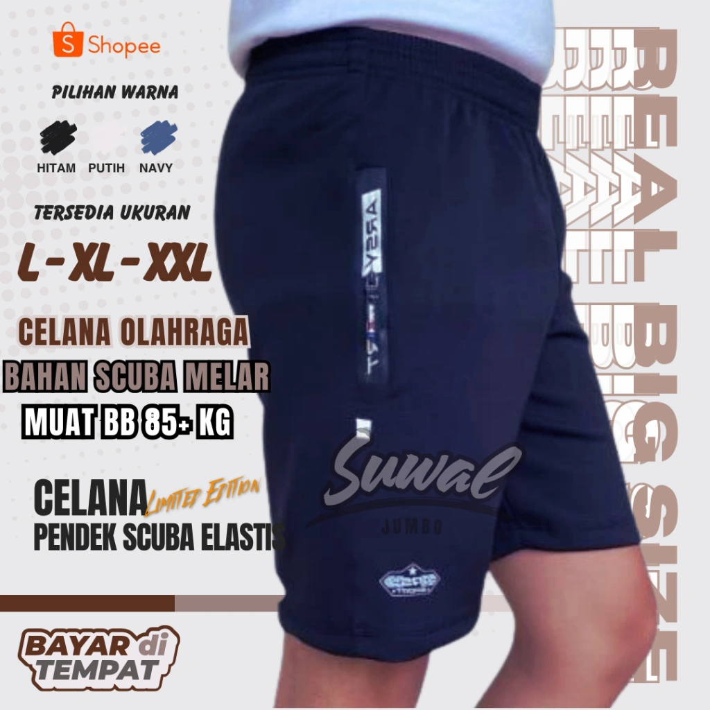 Celana pendek olahraga pria gym jogging volly running -atlet Size L - XXL