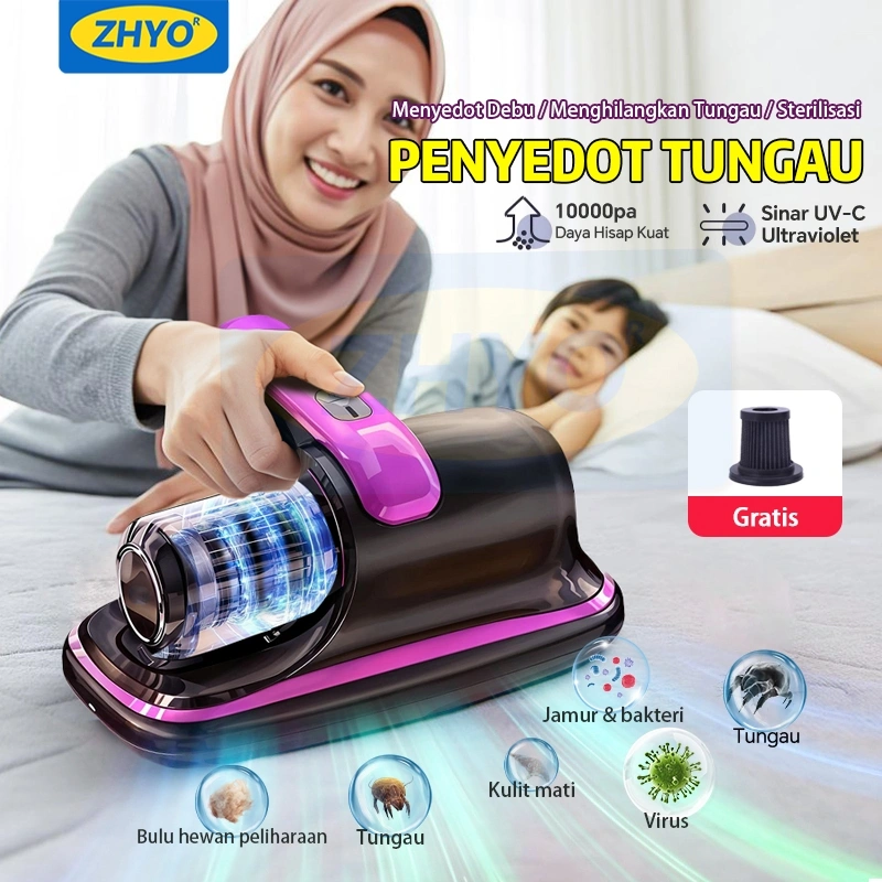 ZHYO  Penyedot Debu Penghilang Tungau 10000Pa Penyedot Tungau dengan Sinar UV Mesin Penyedot Tungau & Debu untuk Kasur/Sofa/Karpet/Gorden – Nirkabel dengan Daya Hisap Kuat & Fungsi Sterilisasi