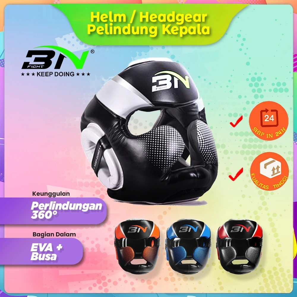 Helm Tinju Pelindung Kepala Full Face | Headgear Boxing MMA Muay Thai Kickboxing Dewasa Remaja | BN Fight EVA PU