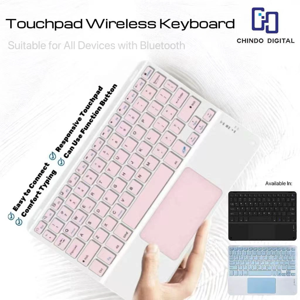 [CID] Wireless Keyboard Touchpad Mini Portable 10 inch 2in1 Bluetooth Smart Touchpad Keyboard Universal Keyboard Set Touch Macaron Lightweight Portable Colorful