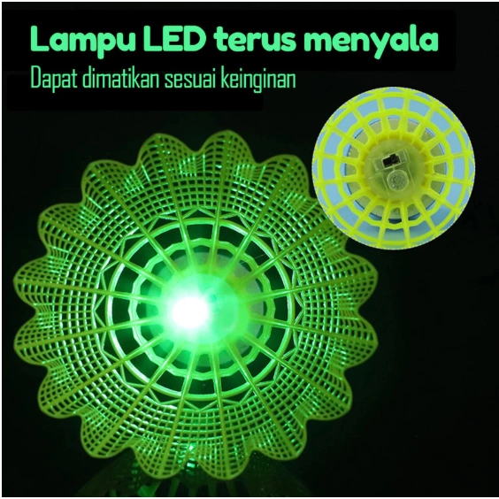 SNEAKERS STYLESS Kok Badminton Bulutangkis Nilon LED Bercahaya Glow In The Dark
