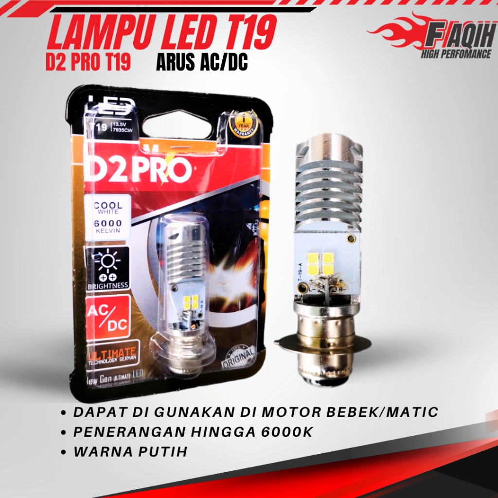 LAMPU D2 PRO T-19 D2 Pro M5 Ultinon Essential Moto LED M5 H6 Kaki1 Putih Lampu Motor Bebek UNIVERSAL