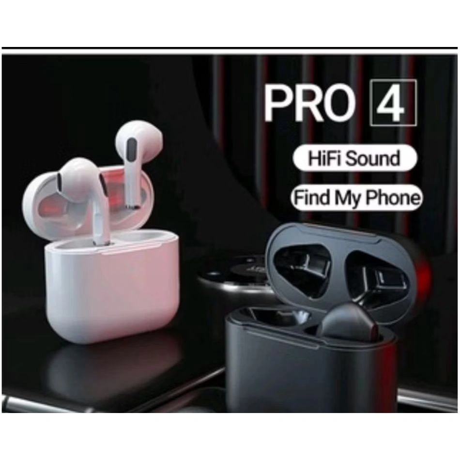 Pro 4 Headset Bluetooth TWS with Mic Smart Touch Control Earphone Bluetooth HiFi Stereo Handset Wireless Earbuds Olahraga