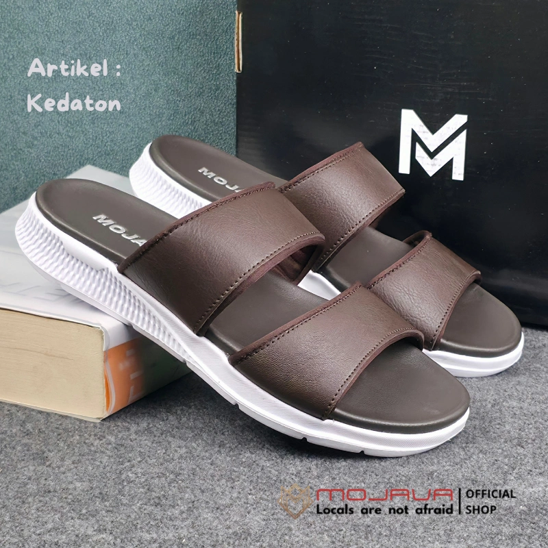 Mojava M23-01 Sandal Casual Pria Wanita Slop Ban 2 Kulit Phylon Cokelat Tua Size 39 - 43