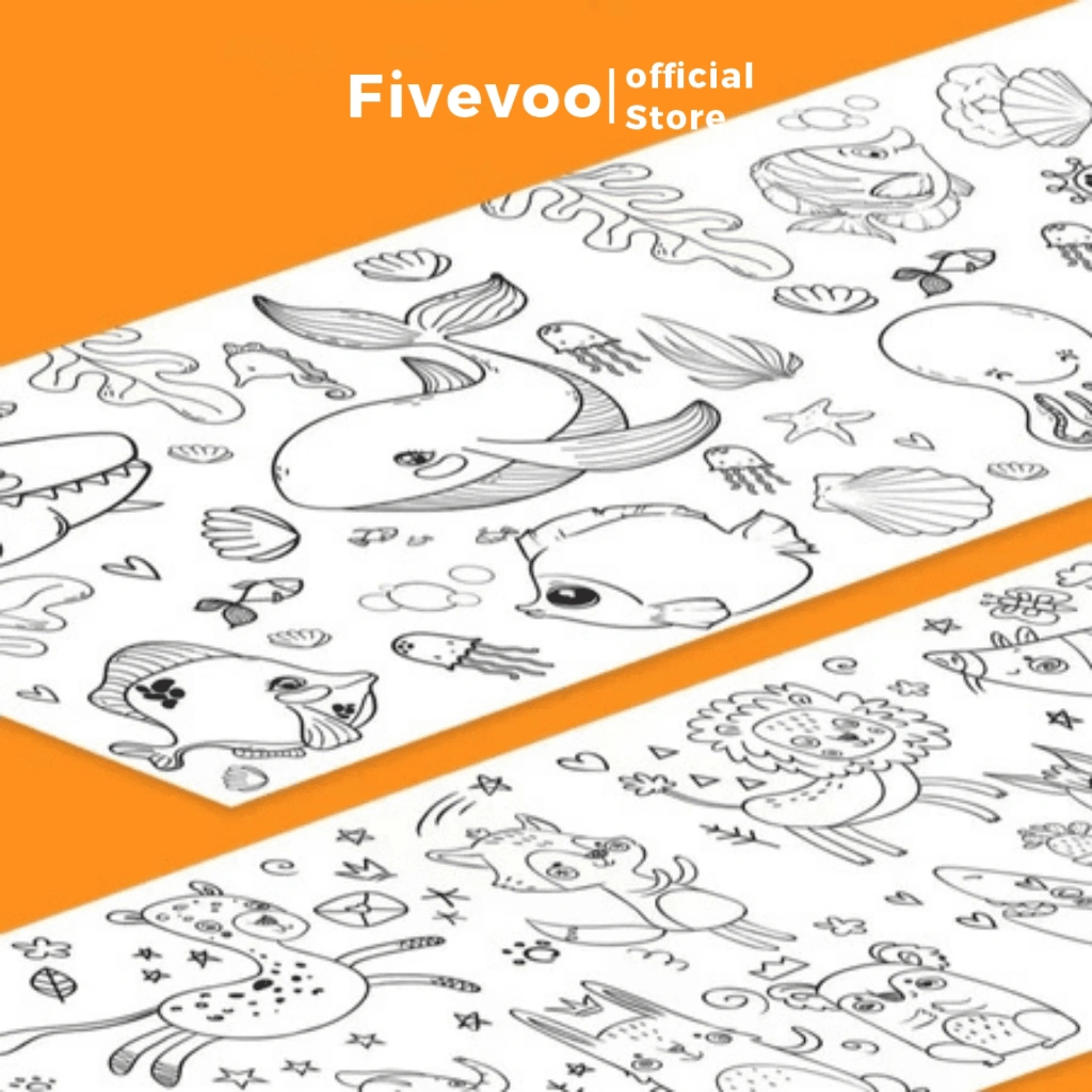 FIVEVOO 3 Meter Graffiti Scroll Kertas Mewarnai Jumbo Anak Kertas Mewarnai Jumbo Dan Besar Coloring Roll Paper