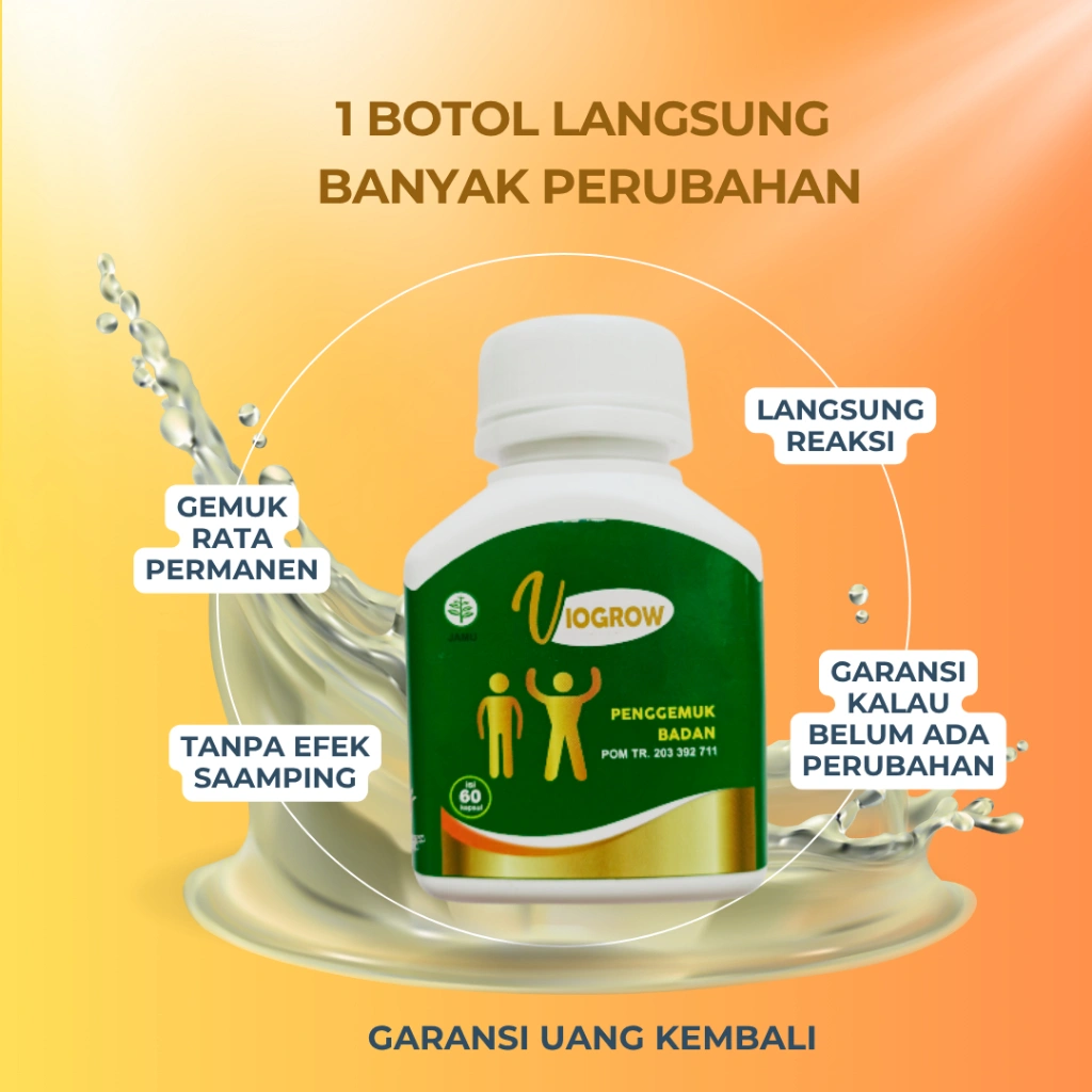Multivitamin Herbal Suplemen Viogrow Obat gemuk Permanen Penggemuk badan herbal alami serta penambah nafsu makan Berat badan bikin cepat gemuk Penambah nafsu makan anak dan dewasa pria dan wanita ubat gemuk permanen Bpom gemuk farmasi