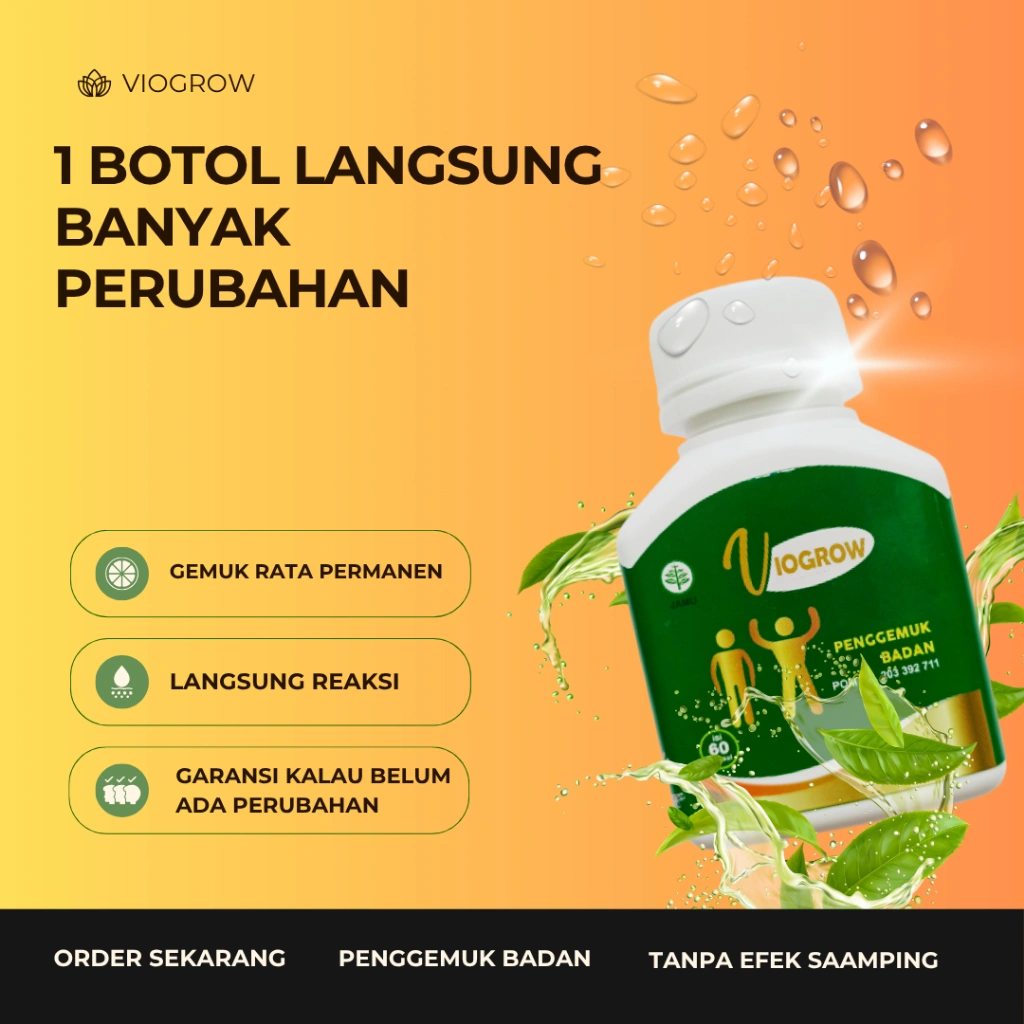 Terlaris Viogrow Obat gemuk Permanen Penggemuk badan herbal alami serta penambah nafsu makan Berat badan bikin cepat gemuk Penambah nafsu makan anak dan dewasa pria dan wanita ubat gemuk permanen Bpom gemuk farmasi Multivitamin Herbal Suplemen