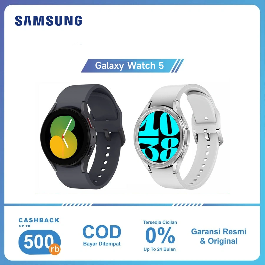[COD ORI]SAMSUNG Galaxy Watch 5 Smart Watch Baru Jam Tangan 44mm Smartwatch Wanita Pria IOS & Android LED HD GPS NFC Pemeriksaan Tubuh Data Olahraga 1.39 Full Touch Screen Call Monitor Detak Jantung Tekanan Darah Wireless Charging Sp02 Blood Oxygen Galaxy