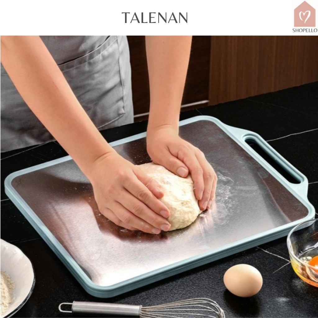 Shopello Talenan Stainless Steel 2 Sisi Anti Bakterial Two Side Cutting Board Alas Tatakan Pemotong Sayur